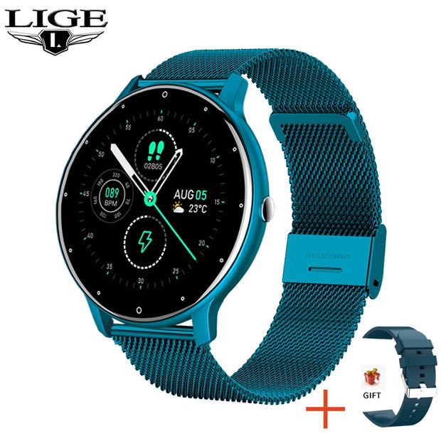 LIGE 2023 Smart watch Ladies Full touch Screen Sports Fitness watch IP67 waterproof Bluetooth For Android iOS Smart watch Female