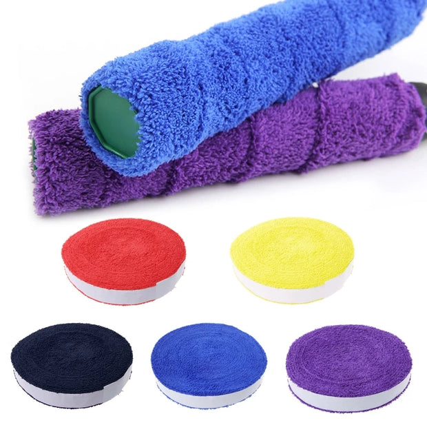 1 Reel 10M Towel Glue Grip Badminton Tennis Racket Overgrips Non-Slip Sweat Band Grip Tape