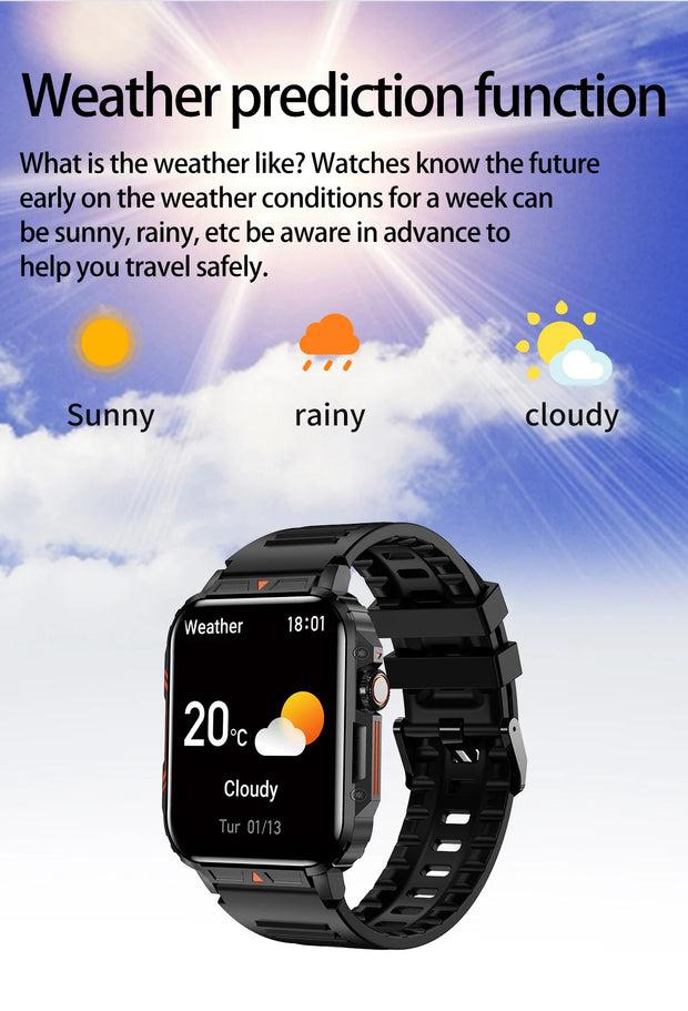 2024 Outdoor Military Smart Watch Men Health Monitor AI Bluetooth Call Fitness Sport Waterproof Smartwatch for Women Android IOS