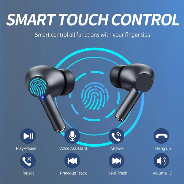 Wireless Earphone Bluetooth 5.3 Headphone 60H Playback LED Power Display Ear Buds Mic Noise Cancellation Stereo Sound Earphones