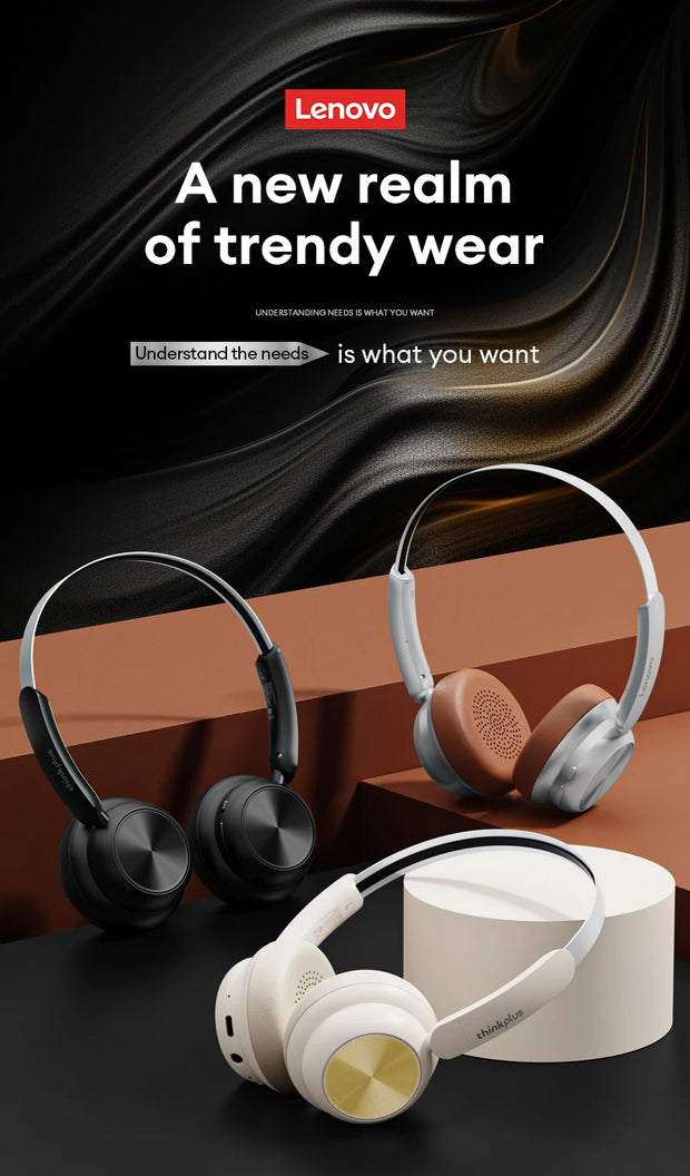 Choice Lenovo Th66 Wireless Bluetooth 5.4 Headphones HD Lossless Sound Movie Mode Headset Trendy Accessories Earbuds New