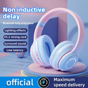 New Wireless Headphones Bluetooth 5.2 High Fidelity Stereo Sports Headset Foldable Music Game Earphone Microphone Gradient Color