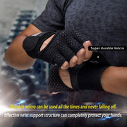 1Pair Half Finger Gym Fitness Gloves with Wrist Wrap Support for Men Women Crossfit Workout Power Weight Lifting Equipment