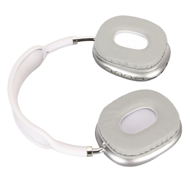 Bluetooth Headphone HiFi  Bass Built in Mic Support Memory Card Wireless Headset for Running Travel White Over Ear Headphone