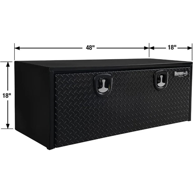 1702510 Black Steel Truck Tool Box With Aluminum Diamond Tread Door, 18 x 18 x 48 Inch, Made In The USA, Truck Box