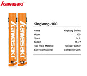 Kawasaki King Kong 100/500 Feather Shuttlecock Badminton For Clubs & Training Racquet Sports Speed 76 77 Durable Badminton Ball