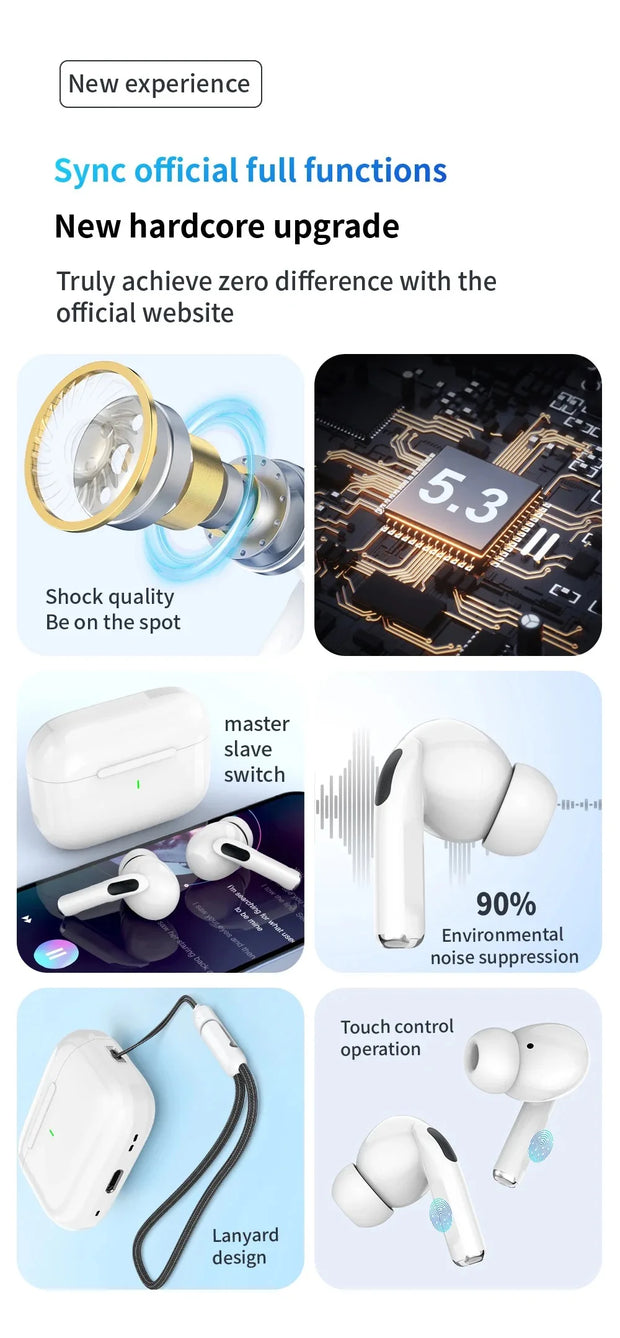 2024 New Air Pro True Wireless Bluetooth Earphones Headphones HiFi Sound Low Latency Noise Reduction Earbuds for IPhone Android