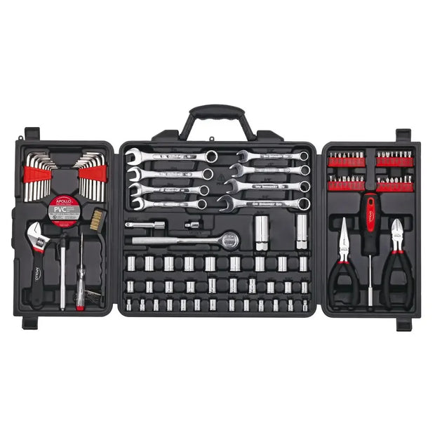 101-Piece Mechanics Tool Set SAE and Metric Socket Kit Wrenches Pliers Wire Brush Tire Gauge Hex Keys Bit Driver Sparkplug Tool