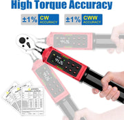 1/4" 3/8" 1/2" Digital Torque Wrench Screwdriver Set, 11Pcs Electronic Torque Wrench Screwdriver Set, 0.8-53.1 In.lb, 0.66-44.29