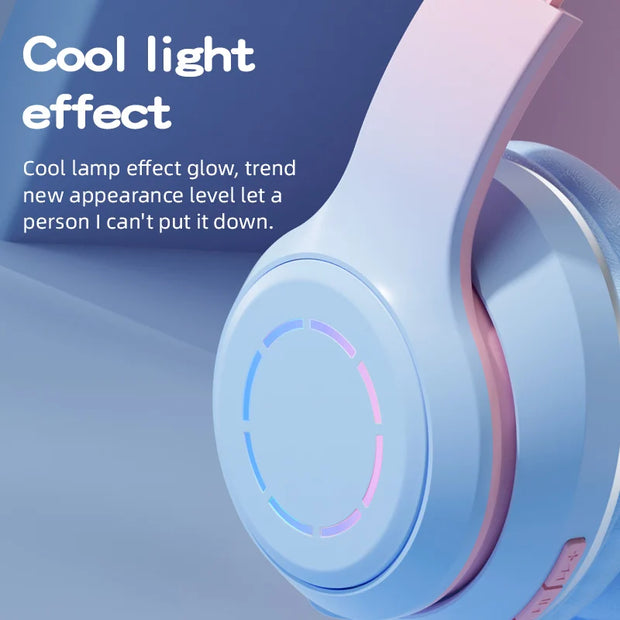 New Wireless Headphones Bluetooth 5.2 High Fidelity Stereo Sports Headset Foldable Music Game Earphone Microphone Gradient Color