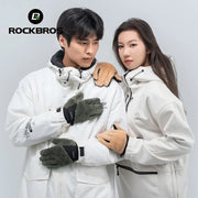 ROCKBROS Winter Cycling Gloves Windproof Thermal Warm Fleece Gloves Heat Insulated Gloves Men Women Outdoor Sports Skiing Gloves