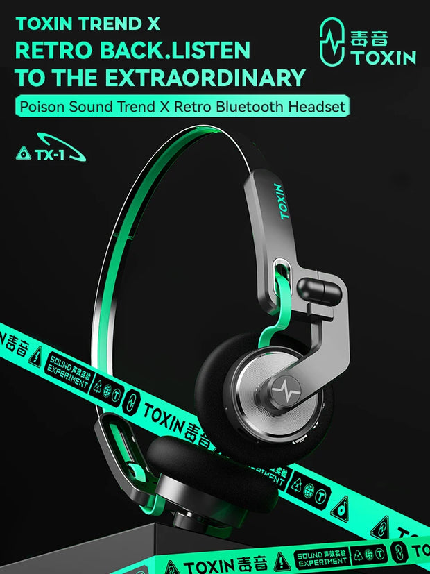 TOXIN ANC Wireless Headphones Bluetooth 5.4 Hi-Res Audio Over Ear Headset 43dB Hybrid Active Noise Cancellation Earphones