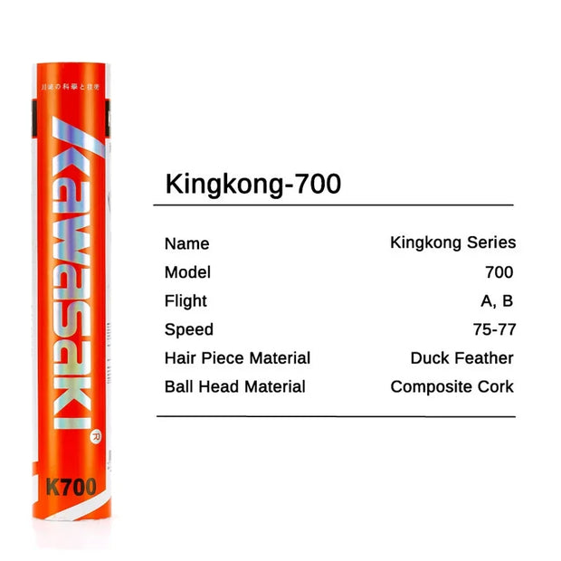 Kawasaki King Kong 100/500 Feather Shuttlecock Badminton For Clubs & Training Racquet Sports Speed 76 77 Durable Badminton Ball