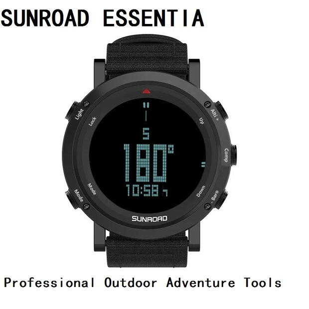 SUNROAD ESSENTIA Adventure Outdoor Digital Sports Watch 5ATM Waterproof+Stopwatch+Altimeter+Barometer+Compass+Pedometer Clock