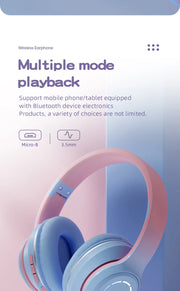 New Wireless Headphones Bluetooth 5.2 High Fidelity Stereo Sports Headset Foldable Music Game Earphone Microphone Gradient Color