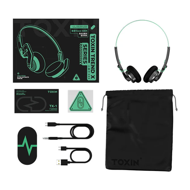 TOXIN ANC Wireless Headphones Bluetooth 5.4 Hi-Res Audio Over Ear Headset 43dB Hybrid Active Noise Cancellation Earphones