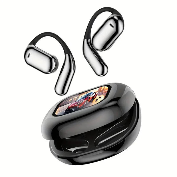 Open Ear Headset Wireless Bluetooth Earbuds,Intelligent Touch Screen Headphones,Built-in Mic,Sport Earphones,for Running Fitness