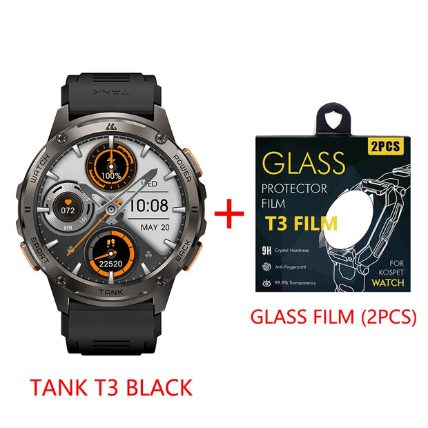 2024 NEW KOSPET TANK T3 Smartwatch For Men Smart watches Women Rugged Military Digital Electronic Bluetooth Waterproof Watch