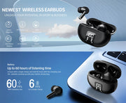 Wireless Earphone Bluetooth 5.3 Headphone 60H Playback LED Power Display Ear Buds Mic Noise Cancellation Stereo Sound Earphones