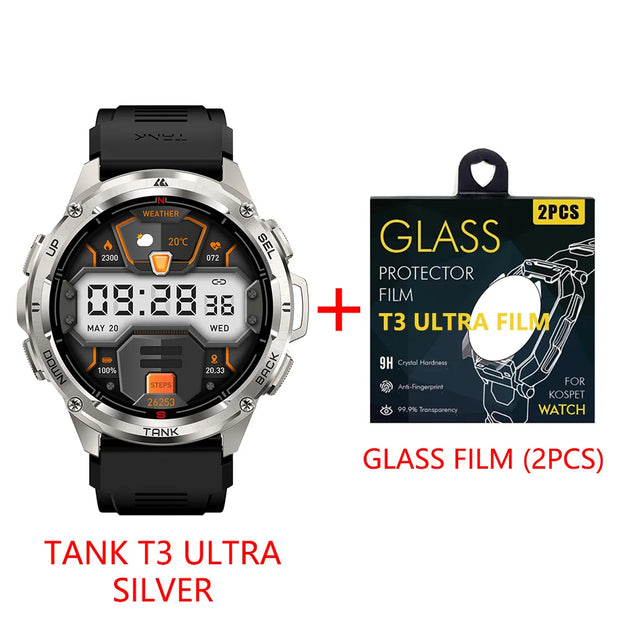 2024 Original KOSPET TANK T3 Ultra GPS Smart Watch Men Smartwatch 470mAh Digital Fitness AMOLED AOD Bluetooth Electronic Watches