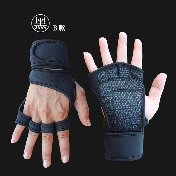 Cycling gloves Weightlifting Training for Men Women Fitness Sports Body Building Gymnastics Gym Hand Wrist Palm Protector Gloves