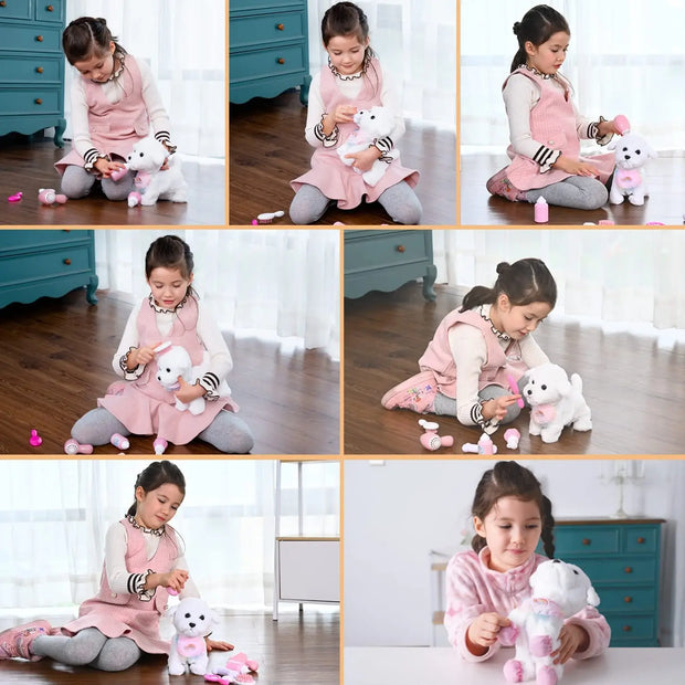 Plush Puppy Electronic Interactive Toy for Kid Shake Tail Pretend Dress Up Stuffed Dog Walking Barking Toy Dog with Leash