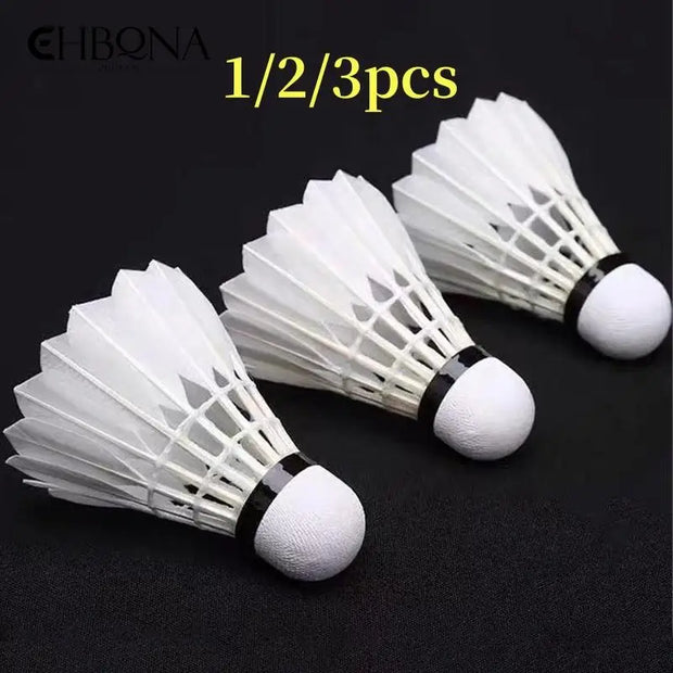 1/3pcs Badminton Balls Shuttlecock White Goose Feather Flying Stability Durable Feather Shuttlecock Ball Outdoor Training