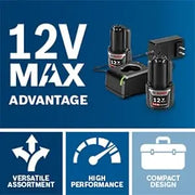 12V Max Cordless Power Drill Driver Kit with 5-In-1 Flexiclick System Multi-Head Drill Set with (2) 2 Ah Batteries (GSR12V-140FC