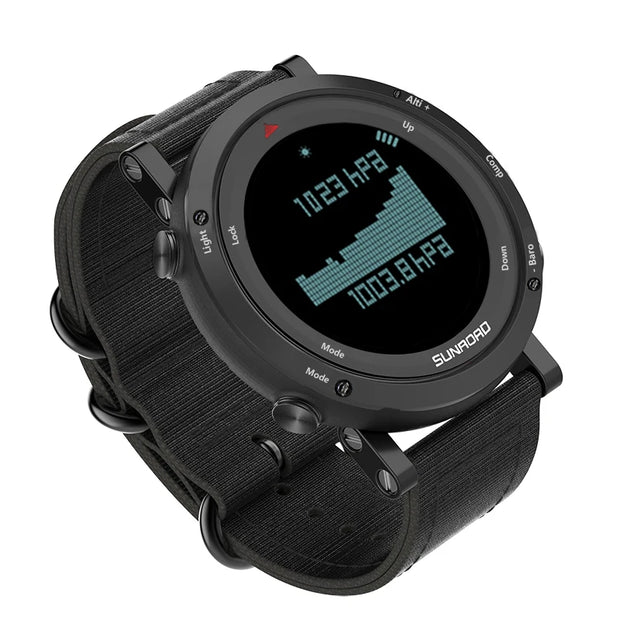 SUNROAD ESSENTIA Adventure Outdoor Digital Sports Watch 5ATM Waterproof+Stopwatch+Altimeter+Barometer+Compass+Pedometer Clock