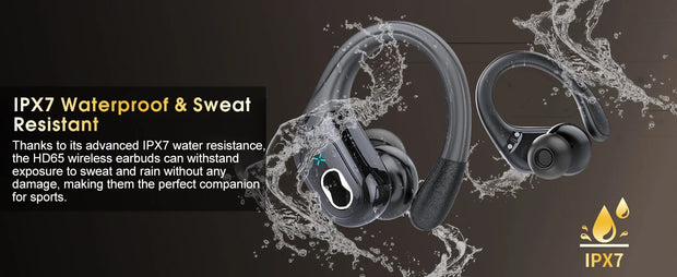 TWS Sports Earbuds Bluetooth 5.4 HIFI Bass Wireless Headphones LED Touch Hands-free Earphone Noise Cancelling Waterproof Headset