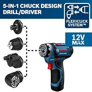 12V Max Cordless Power Drill Driver Kit with 5-In-1 Flexiclick System Multi-Head Drill Set with (2) 2 Ah Batteries (GSR12V-140FC