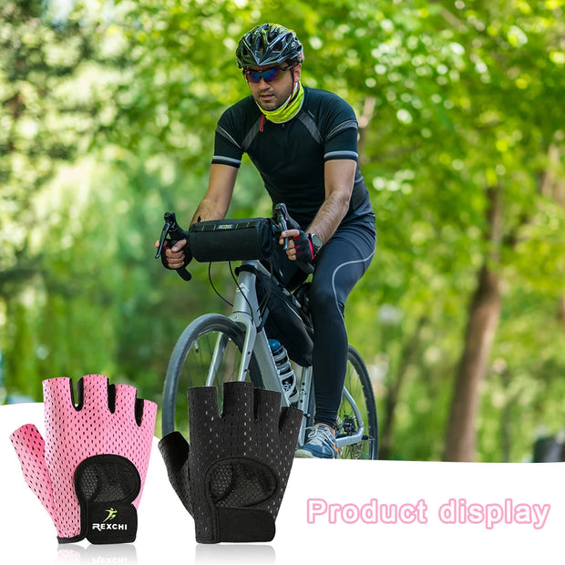 REXCHI Half Finger Sport Training Gloves Non-slip Breathable Fitness Gloves Outdoor Cycling Gloves Indoor Sports Protective Gear