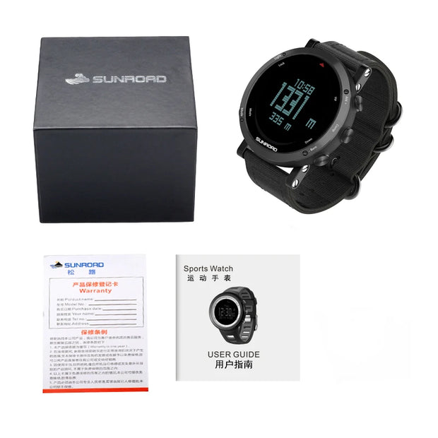 SUNROAD ESSENTIA Adventure Outdoor Digital Sports Watch 5ATM Waterproof+Stopwatch+Altimeter+Barometer+Compass+Pedometer Clock