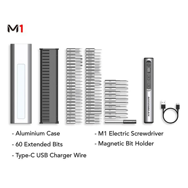 ARROWMAX M1 Electric Screwdrivers Set Precision Magnetic Bits 5-Gear Adjustable Torque Rechargeable Cordless Screwdriver New