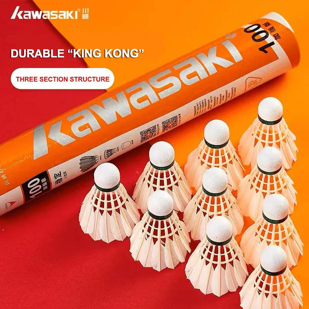 Kawasaki King Kong 100/500 Feather Shuttlecock Badminton For Clubs & Training Racquet Sports Speed 76 77 Durable Badminton Ball