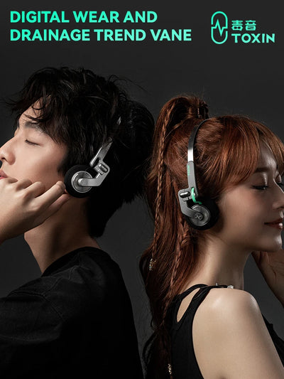 TOXIN ANC Wireless Headphones Bluetooth 5.4 Hi-Res Audio Over Ear Headset 43dB Hybrid Active Noise Cancellation Earphones