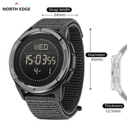 NORTH EDGE APLS Men's Carbon fiber Digital Watch Shock Militray Sports Super Light Outdoor Compass Waterproof 50M Wristwatches