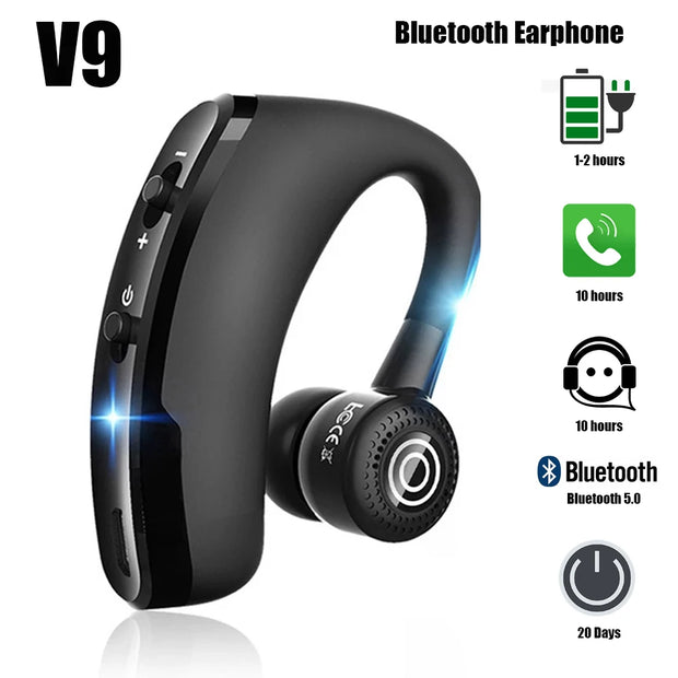 V9 earphones Handsfree Business Bluetooth Headphone With Mic Wireless Bluetooth Headset For Drive Noise Reduction