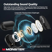 Monster Smart Touch Screen Wireless Headset OWS Bluetooth 5.4 Earphones IPX5 Sport Headphone TF Card Cellphone-free Playback MP3