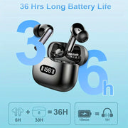 UYUXIO Wireless Earphone 40dB Noise Cancelling Bluetooth 5.3 Headphone ENC with LED Display HD TWS Earbuds Transparency Mode