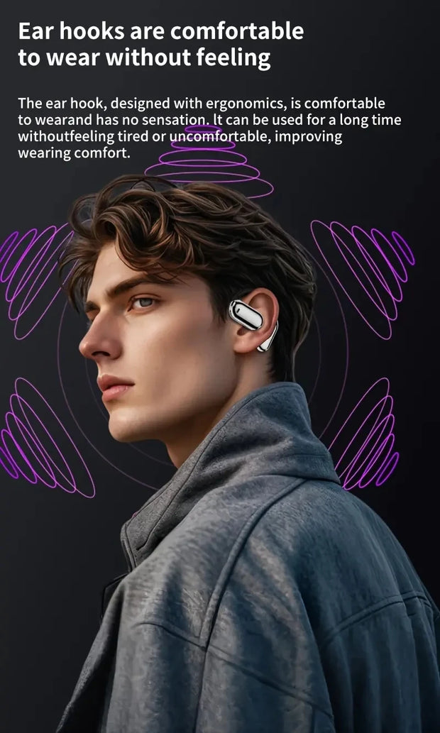 Open Ear Headset Wireless Bluetooth Earbuds,Intelligent Touch Screen Headphones,Built-in Mic,Sport Earphones,for Running Fitness