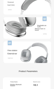 NEW P9 Pro Max Air Wireless Bluetooth Headphones Noise Cancelling Earphones Mic Pods Over Ear Sports Gaming Headset For Apple