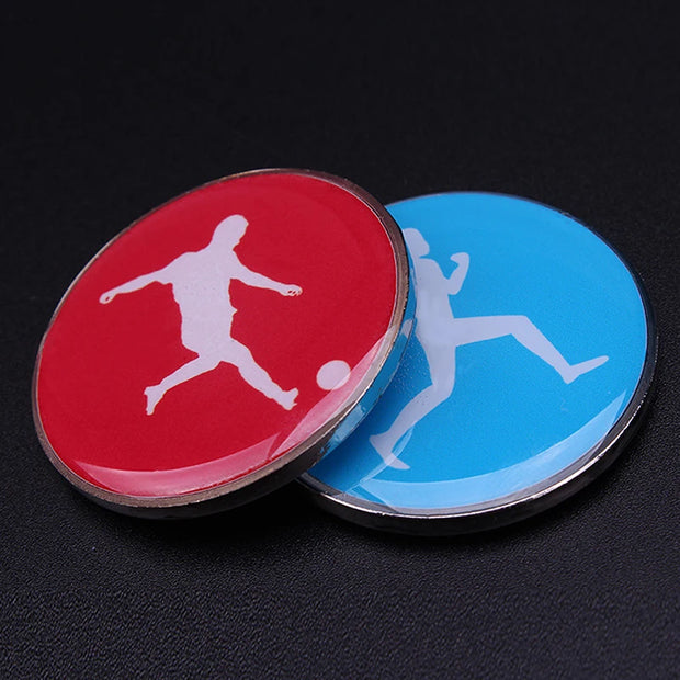 1Pc Sports Football Pattern Pick Edge Referee Side Toss Coin for Kids Adults Soccer Football Volleyball Table Tennis